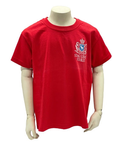 Stag Lodge Stables embroided logo T-Shirt - Red