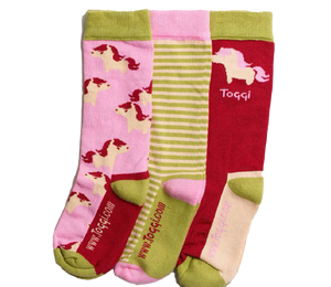 Toggi Junior Socks 3 Pack - Pony Pink/Red/Green